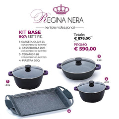 BQ7 - Set 7 pezzi pentole, tegami e piastra antiaderenti professionali Regina Nera
